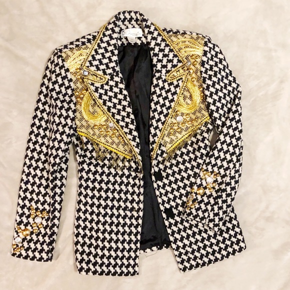 Vintage BnW checkered suit jacket - Picture 1 of 4